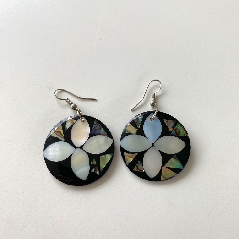 Vintage Mother of pearl pierced earrings